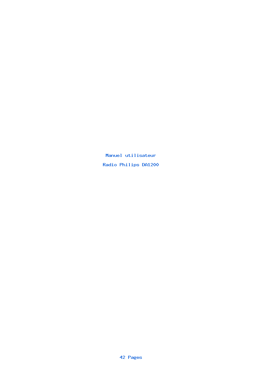 Page 1 de la notice Manuel utilisateur Philips DA1200