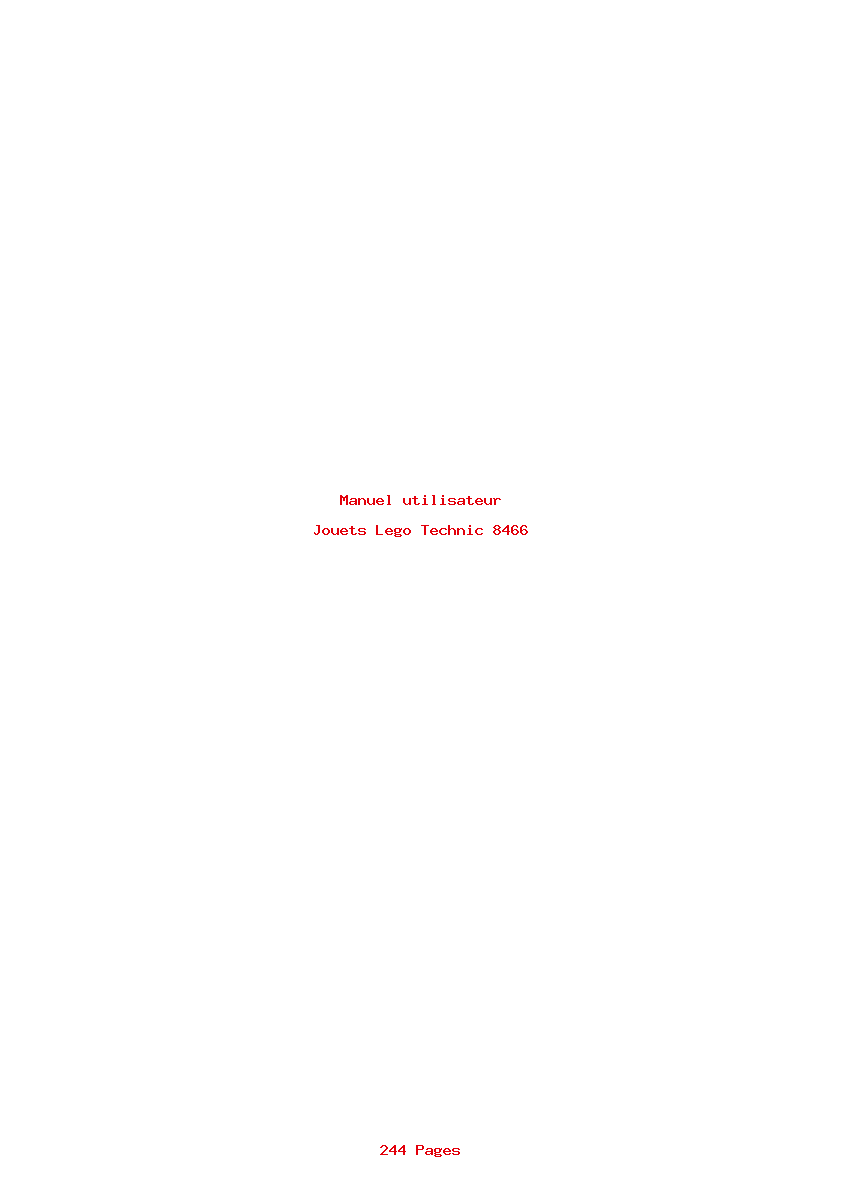 Page 1 de la notice Manuel utilisateur Lego Technic 8466