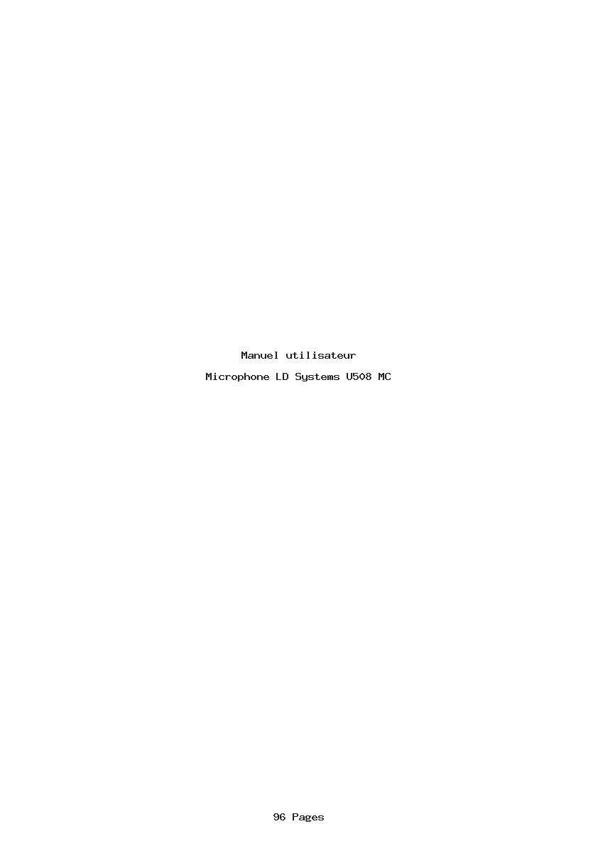 Page 1 de la notice Manuel utilisateur LD Systems U508 MC