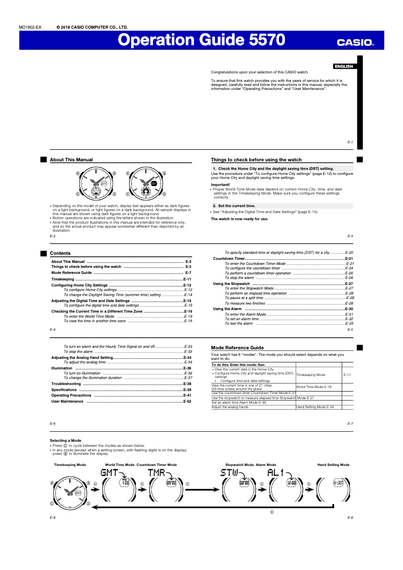Page 1 de la notice Manuel utilisateur Casio Baby-G BGA-250-7A2ER