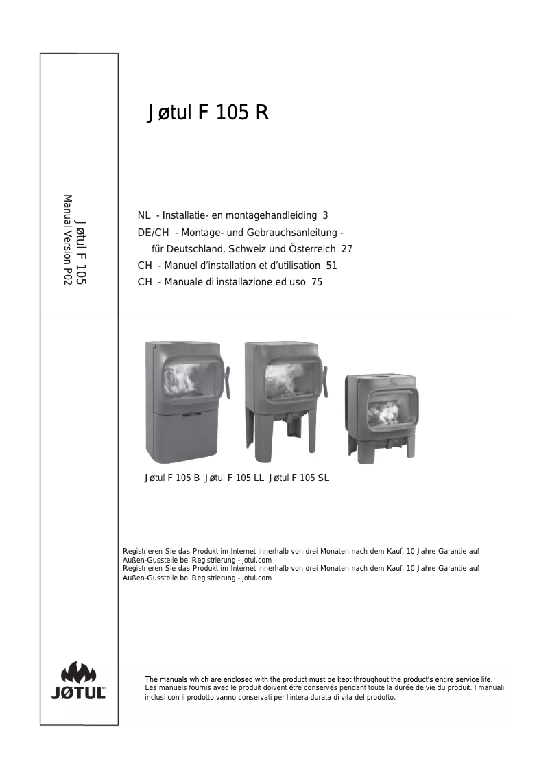 Página 1 del manual Manual de usuario Jøtul F 105 R