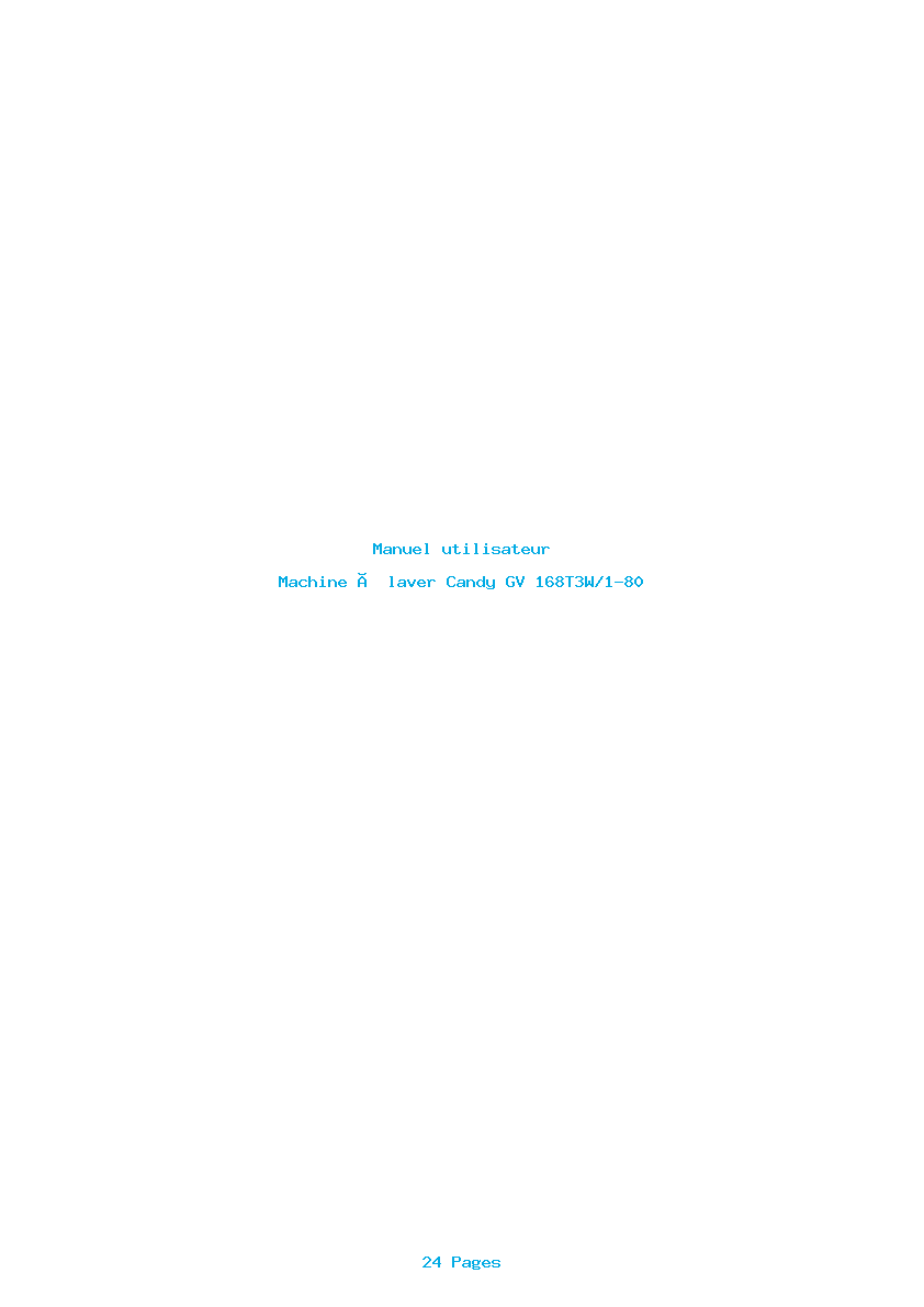 Page 1 de la notice Manuel utilisateur Candy GV 168T3W/1-80