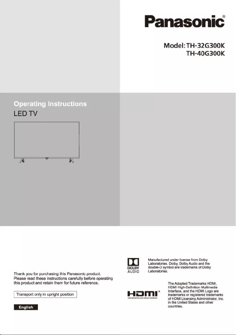 Page 1 de la notice Manuel utilisateur Panasonic TH-40G300K