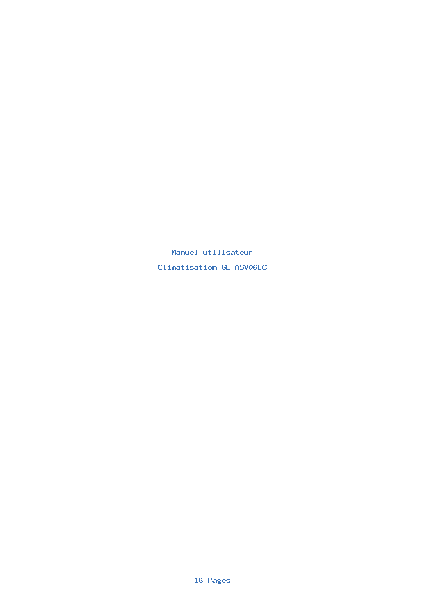 Page 1 de la notice Manuel utilisateur GE ASV06LC