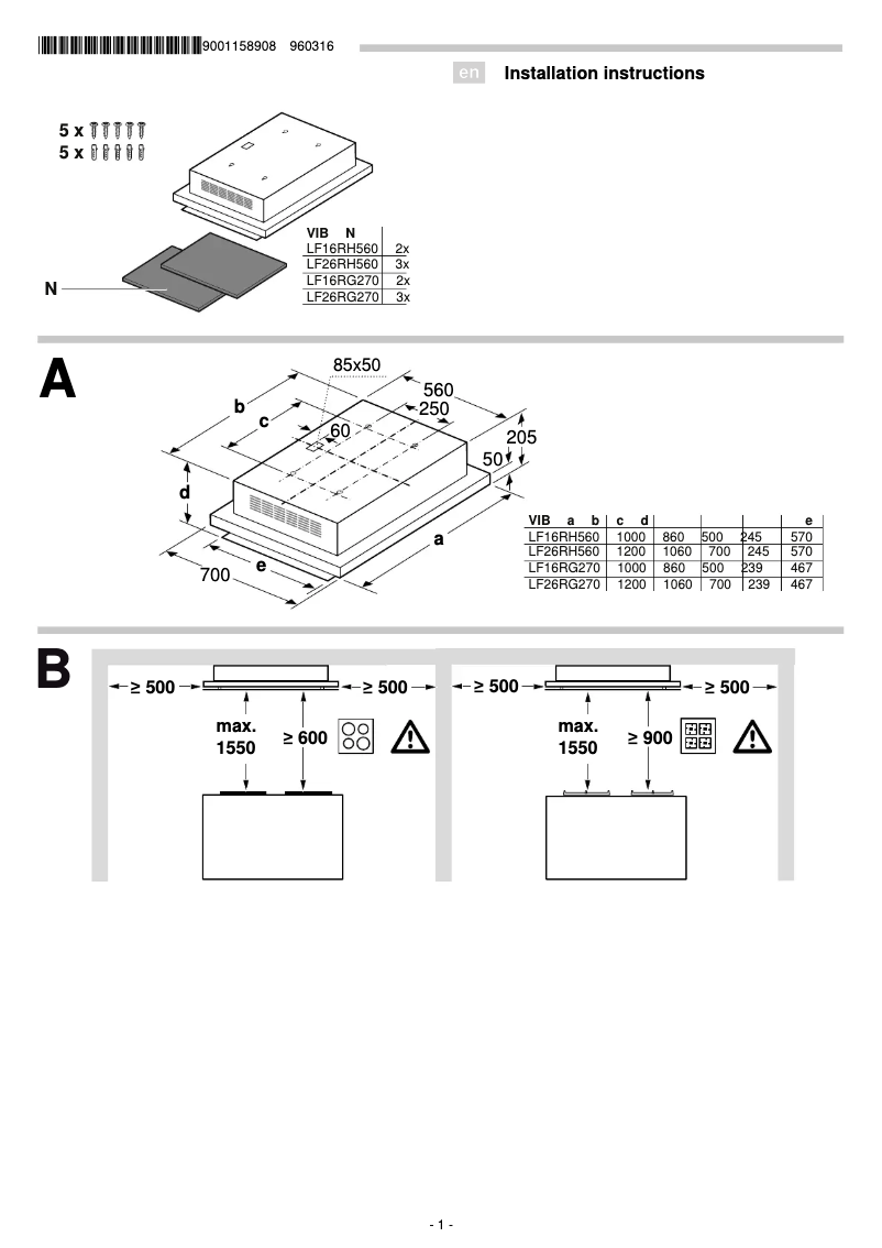 Page 1 de la notice Guide d'installation Siemens LF16RG270