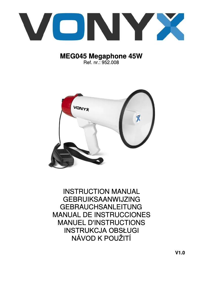 Page 1 de la notice Manuel utilisateur Vonyx MEG045