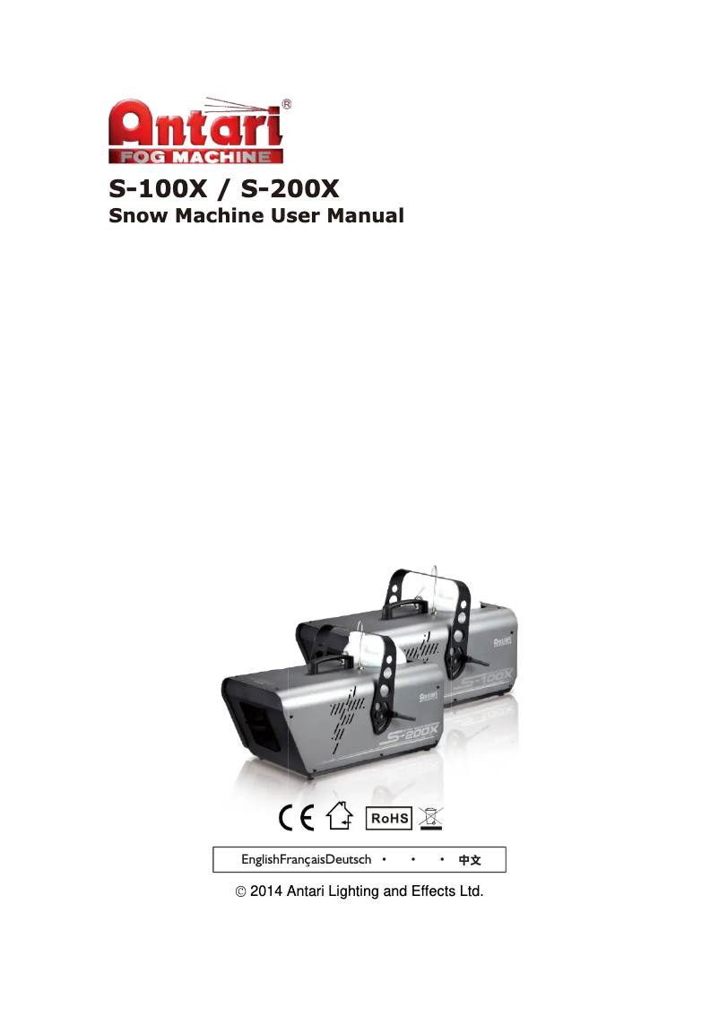 Page 1 de la notice Manuel utilisateur Antari S-100X DMX