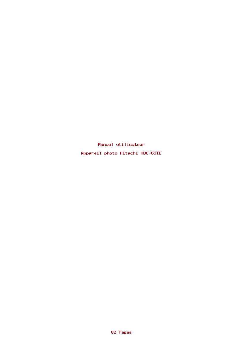 Page 1 de la notice Manuel utilisateur Hitachi HDC-651E