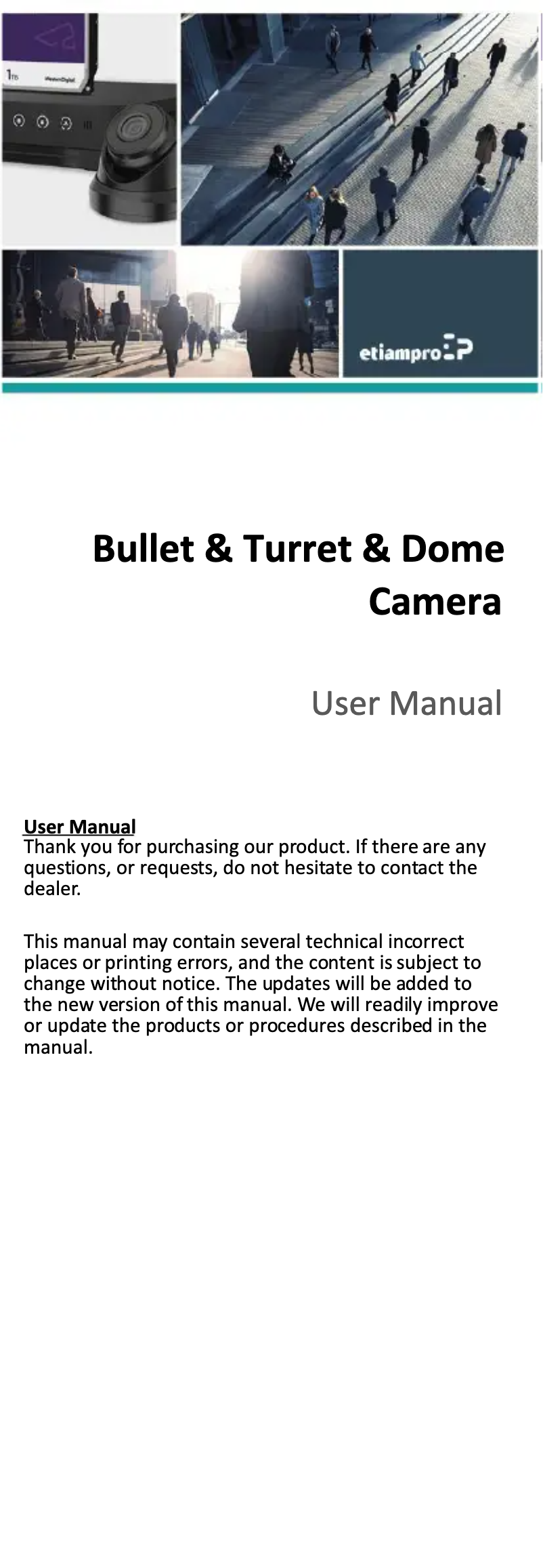 Page 1 de la notice Manuel utilisateur EtiamPro ECAMTVI501B