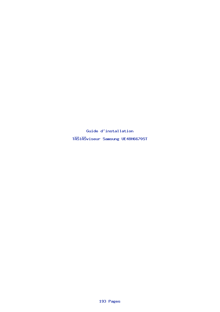 Page 1 de la notice Guide d'installation Samsung UE48H6670ST