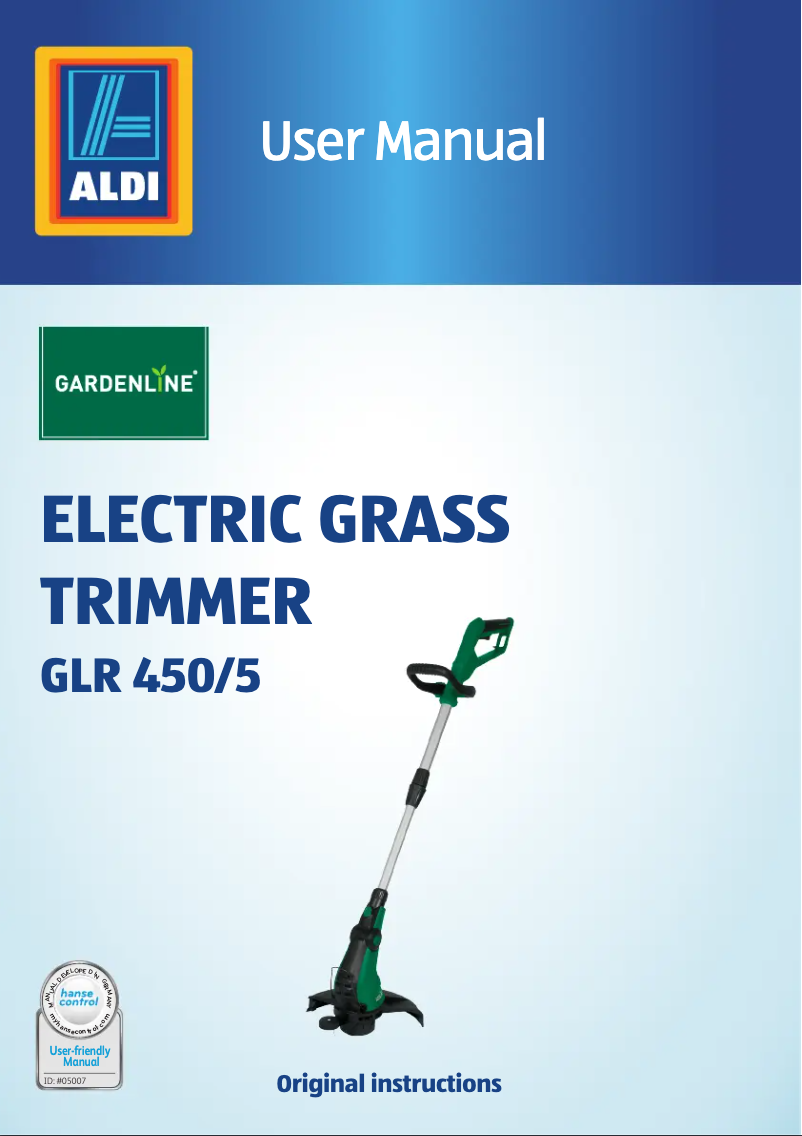 Page 1 de la notice Manuel utilisateur Gardenline GLR 450/5