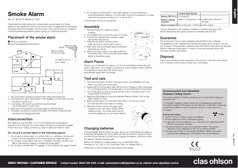 Page 1 of the manual User Manual Clas Ohlson D-1231