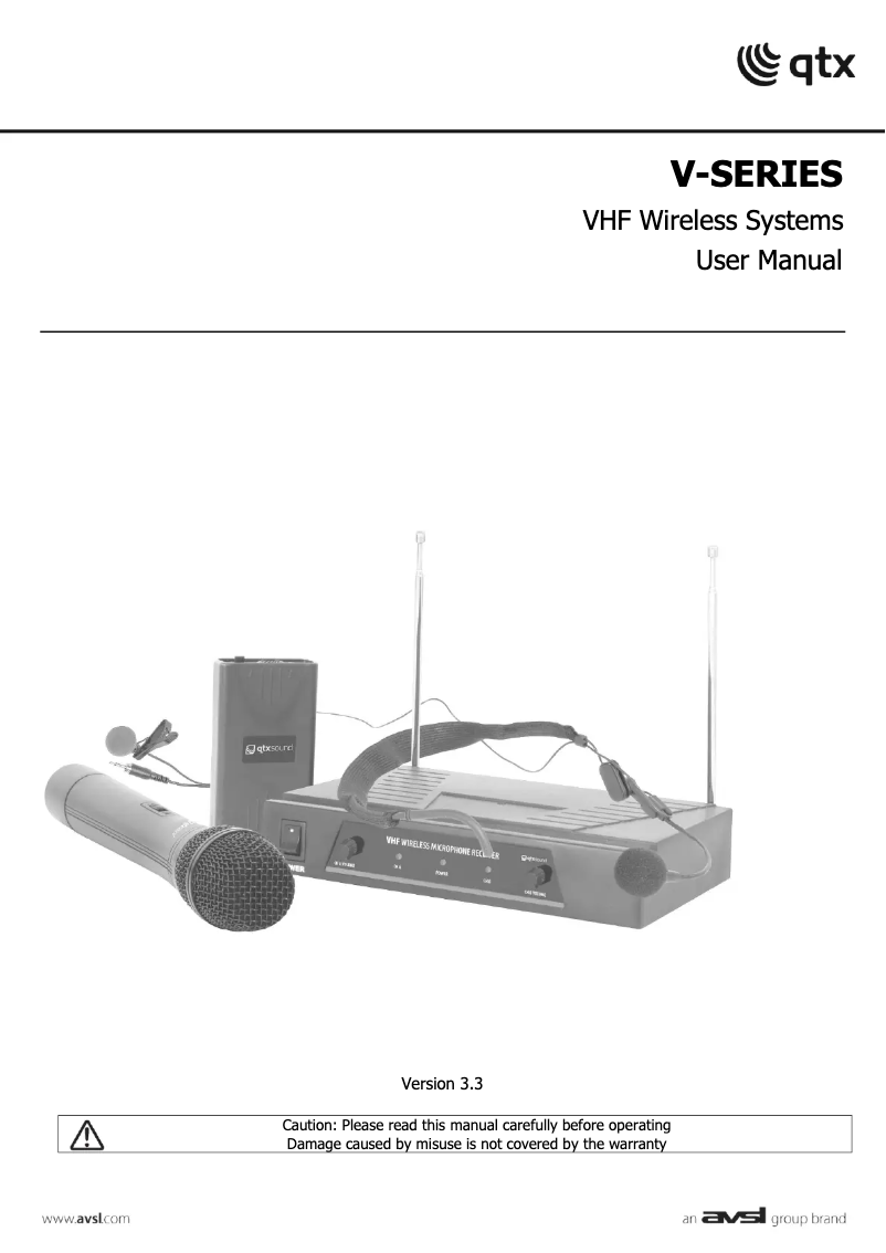 Page 1 de la notice Manuel utilisateur Qtx VH1