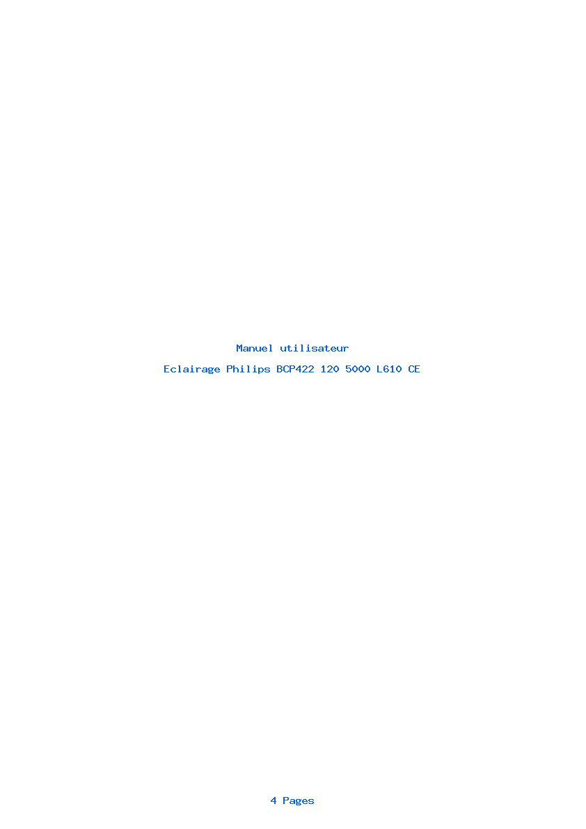Page 1 de la notice Manuel utilisateur Philips BCP422 120 5000 L610 CE