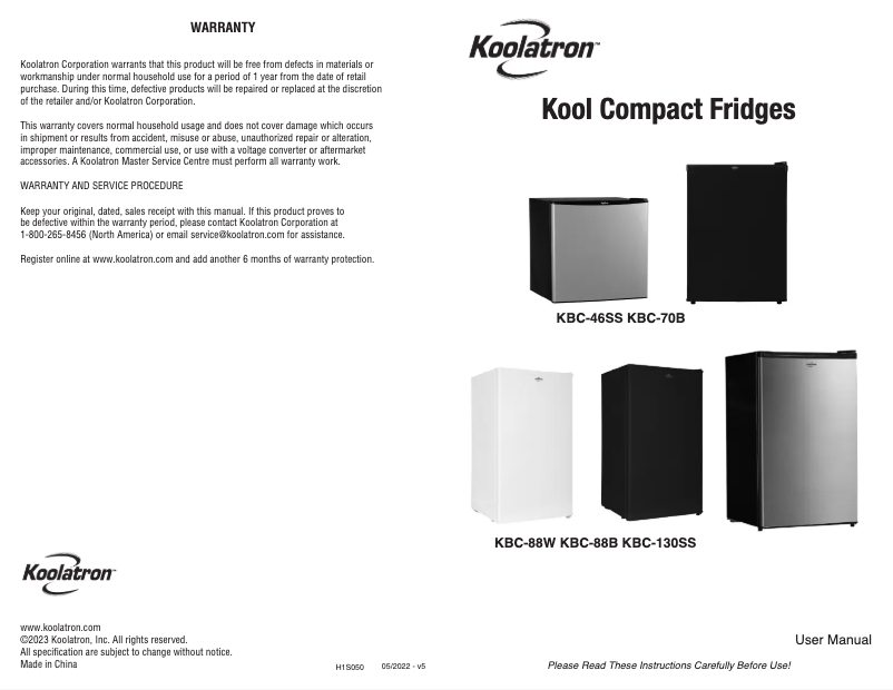 Page 1 of the manual User Manual Koolatron BC-46