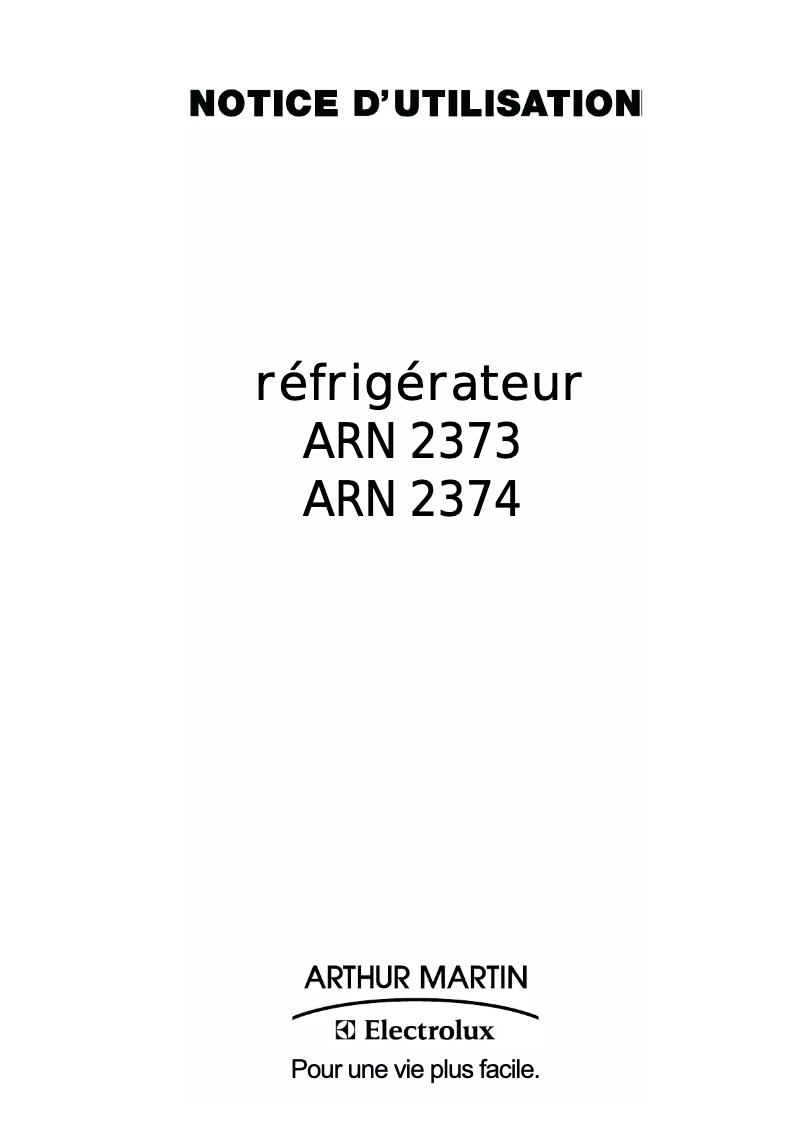 Página 1 del manual Manual de usuario Arthur Martin-Electrolux ARN2374