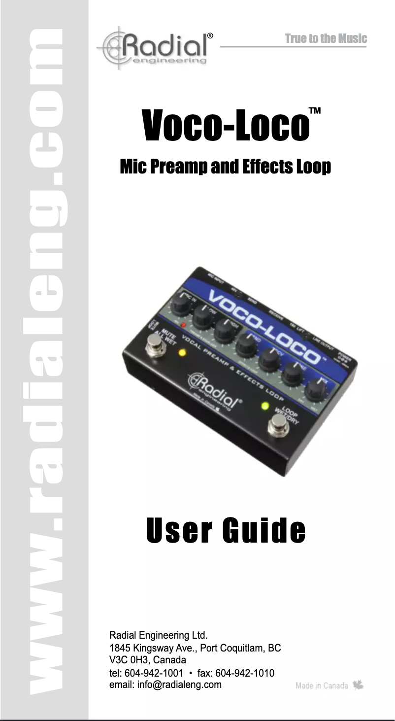 Página 1 del manual Manual de usuario Radial Engineering Voco-Loco