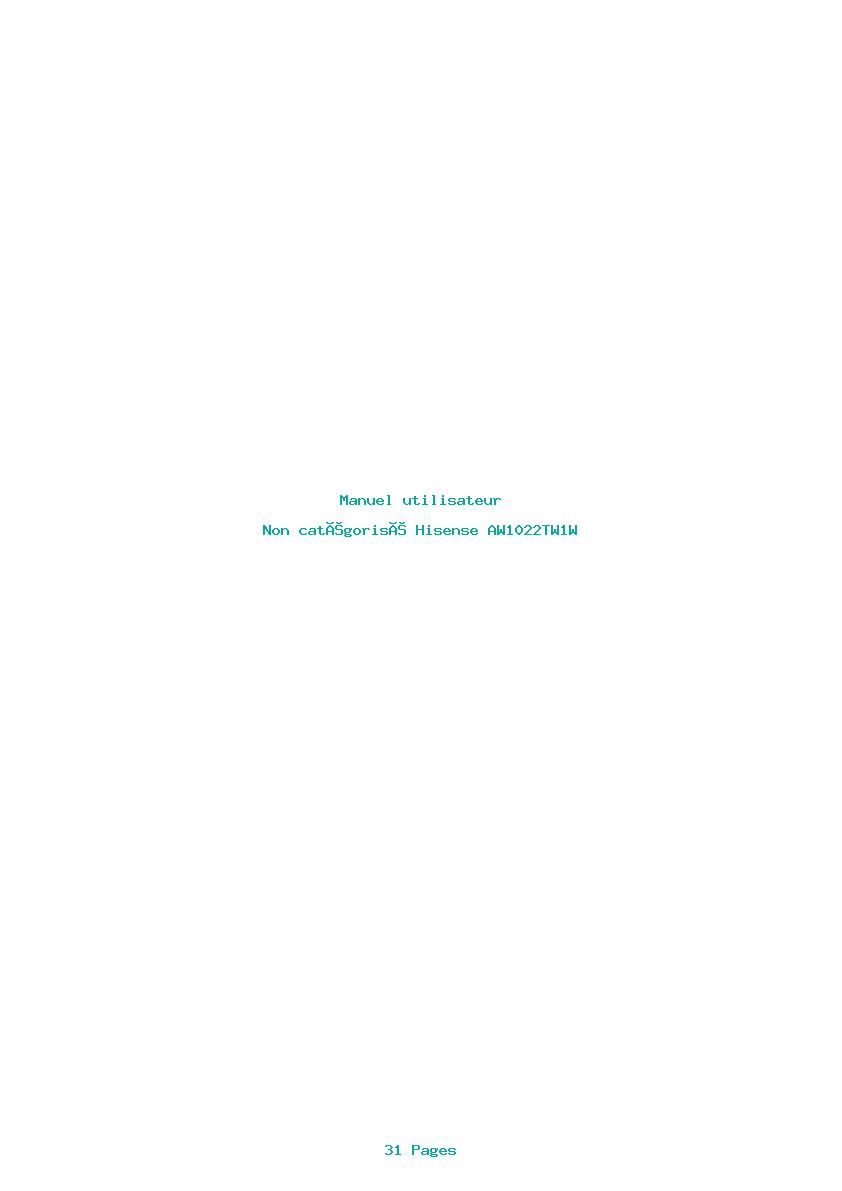 Page 1 de la notice Manuel utilisateur Hisense AW1022TW1W