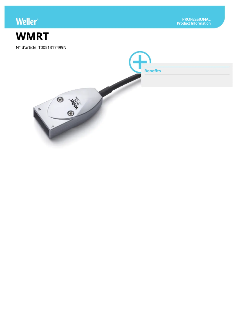 Page 1 de la notice Fiche technique Weller WMRT