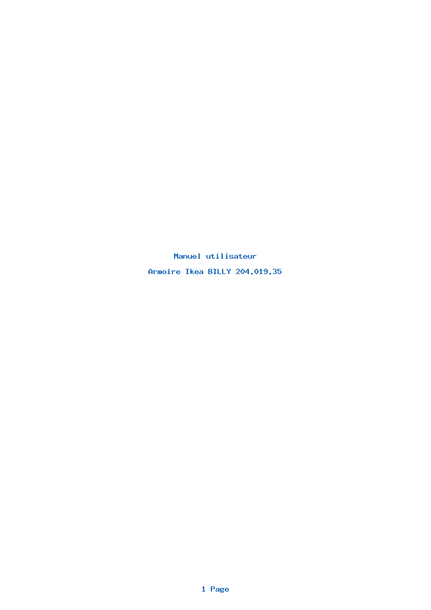 Page 1 de la notice Manuel utilisateur Ikea BILLY 204.019.35