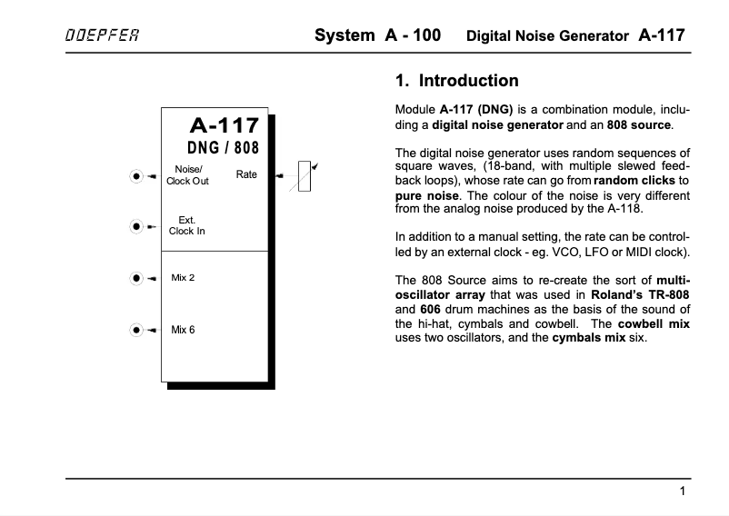 Page 1 de la notice Manuel utilisateur Doepfer A-117