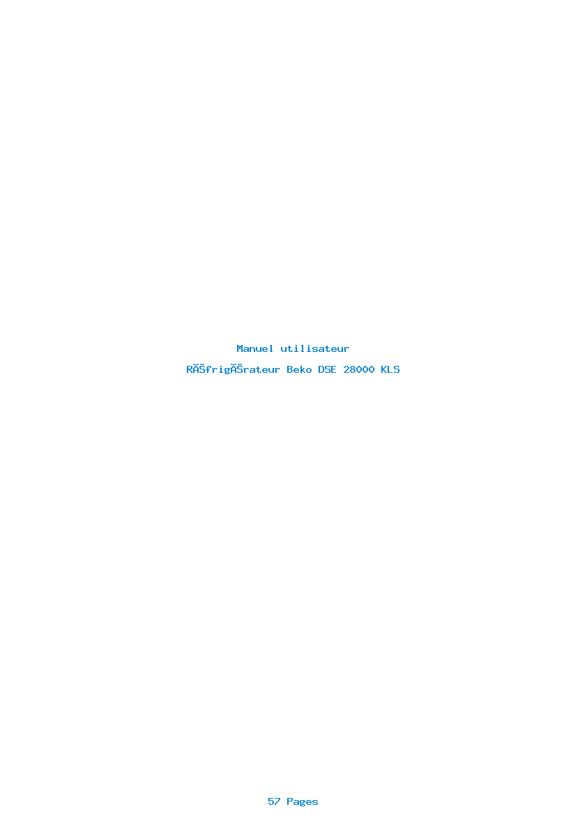Page 1 de la notice Manuel utilisateur Beko DSE 28000 KLS