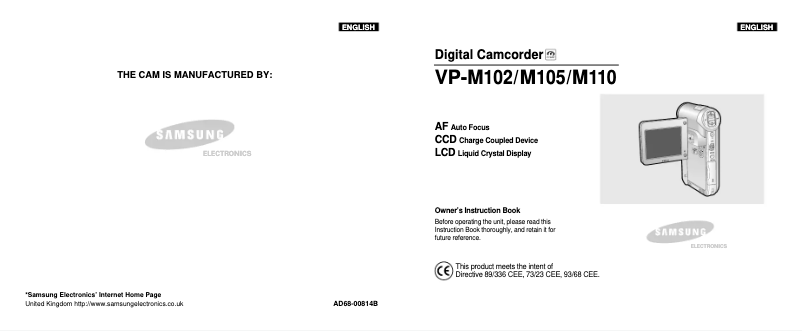 Page 1 de la notice Manuel utilisateur Samsung VP-M102