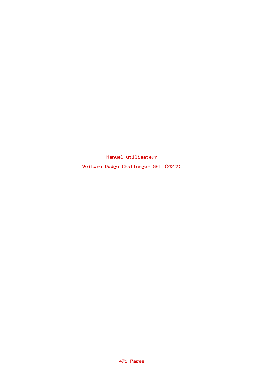 Page 1 de la notice Manuel utilisateur Dodge Challenger SRT (2012)
