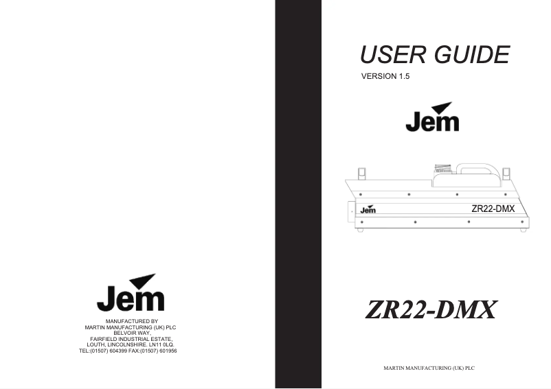 Page 1 de la notice Manuel utilisateur Martin JEM ZR22-DMX