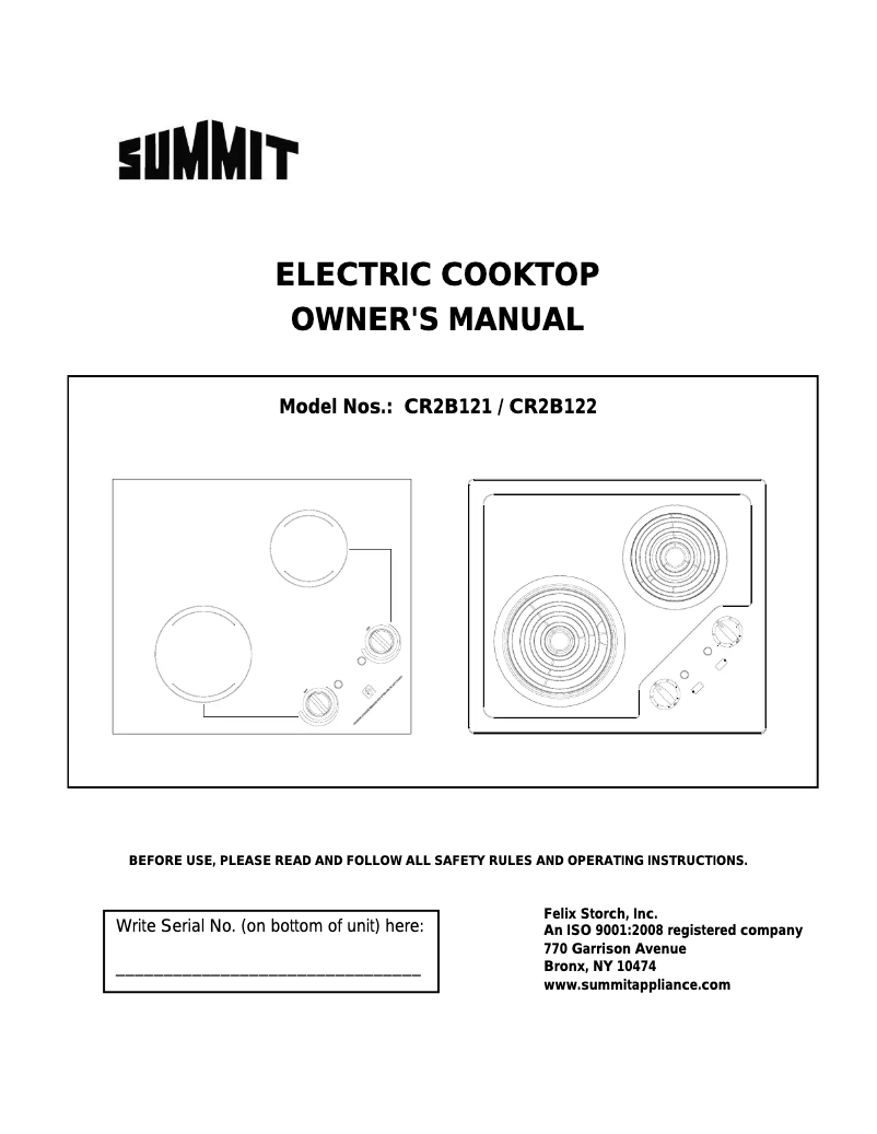 Page 1 de la notice Manuel utilisateur Summit CR2B121