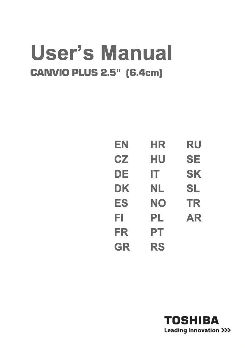 Page 1 de la notice Manuel utilisateur Toshiba Canvio Plus