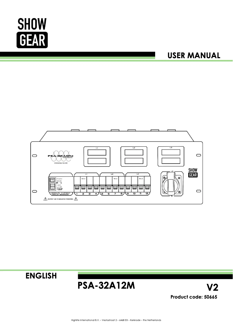 Page 1 of the manual User Manual Showtec PSA-32A12M