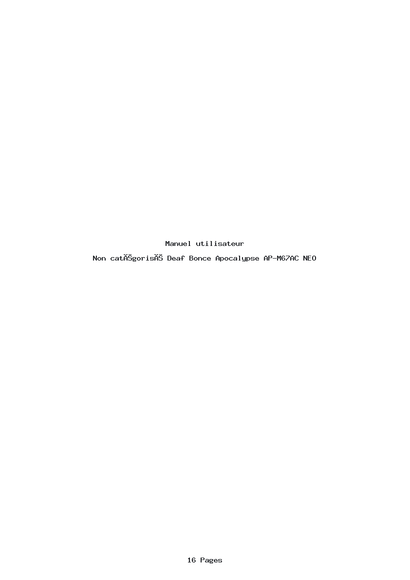 Page 1 de la notice Manuel utilisateur Deaf Bonce Apocalypse AP-M67AC NEO