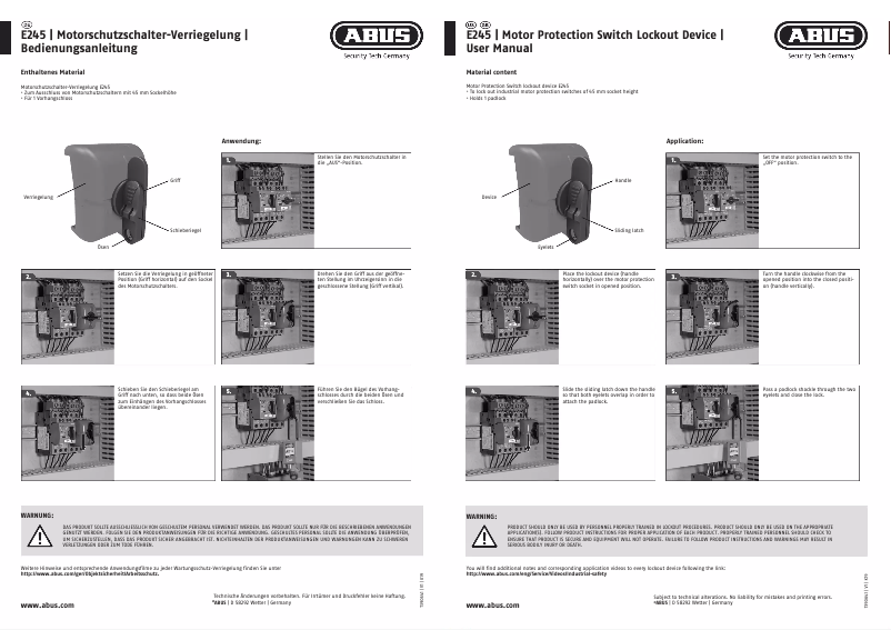 Page 1 de la notice Manuel utilisateur Abus E245