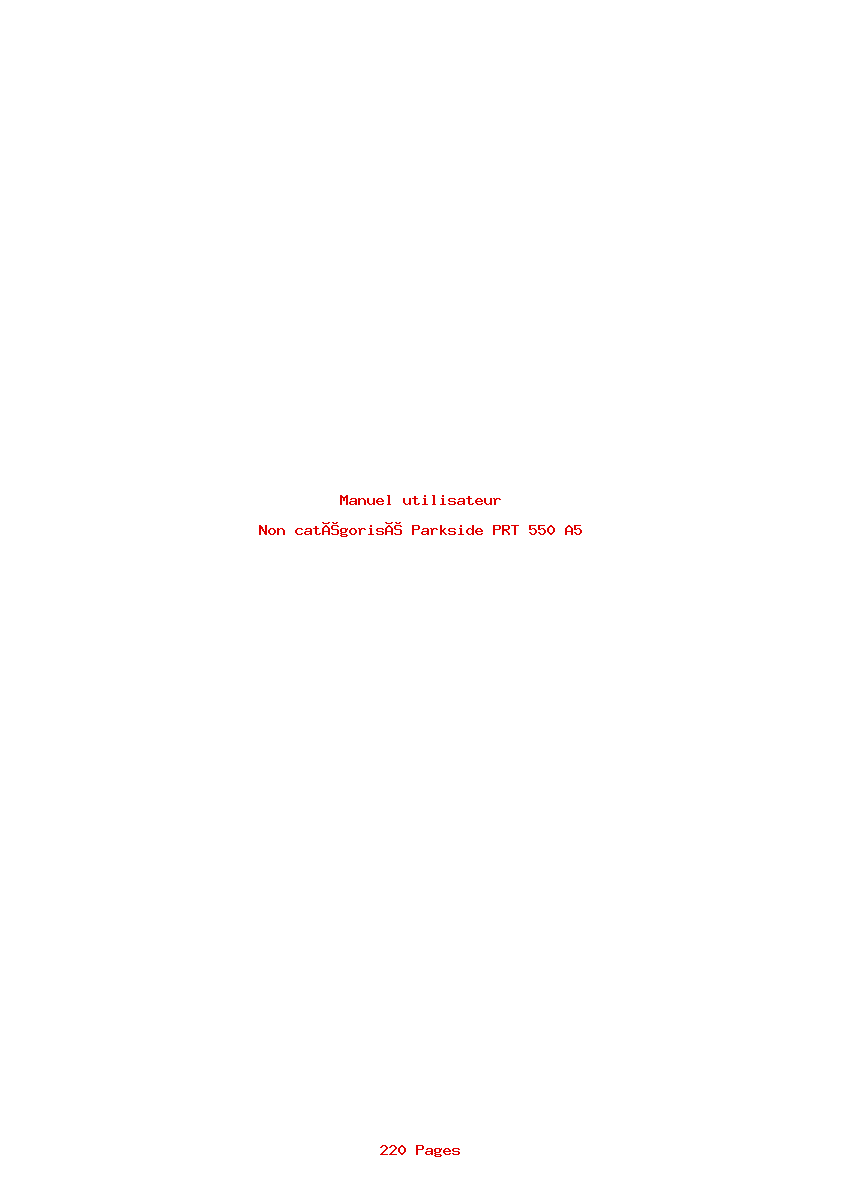 Page 1 de la notice Manuel utilisateur Parkside PRT 550 A5