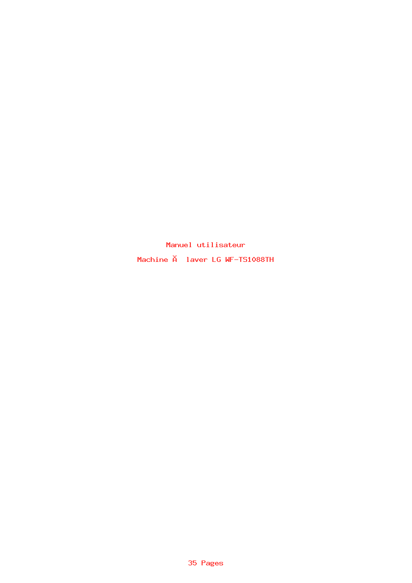 Page 1 de la notice Manuel utilisateur LG WF-TS1088TH