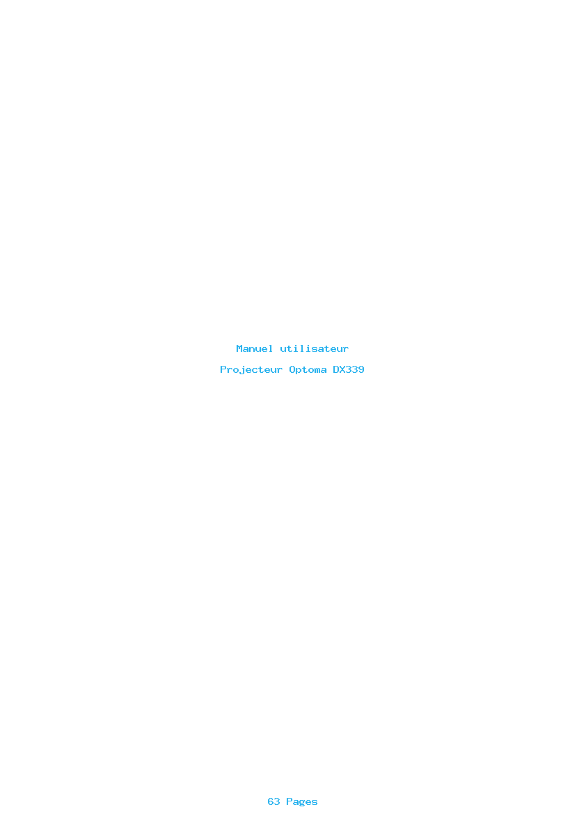 Page 1 de la notice Manuel utilisateur Optoma DX339