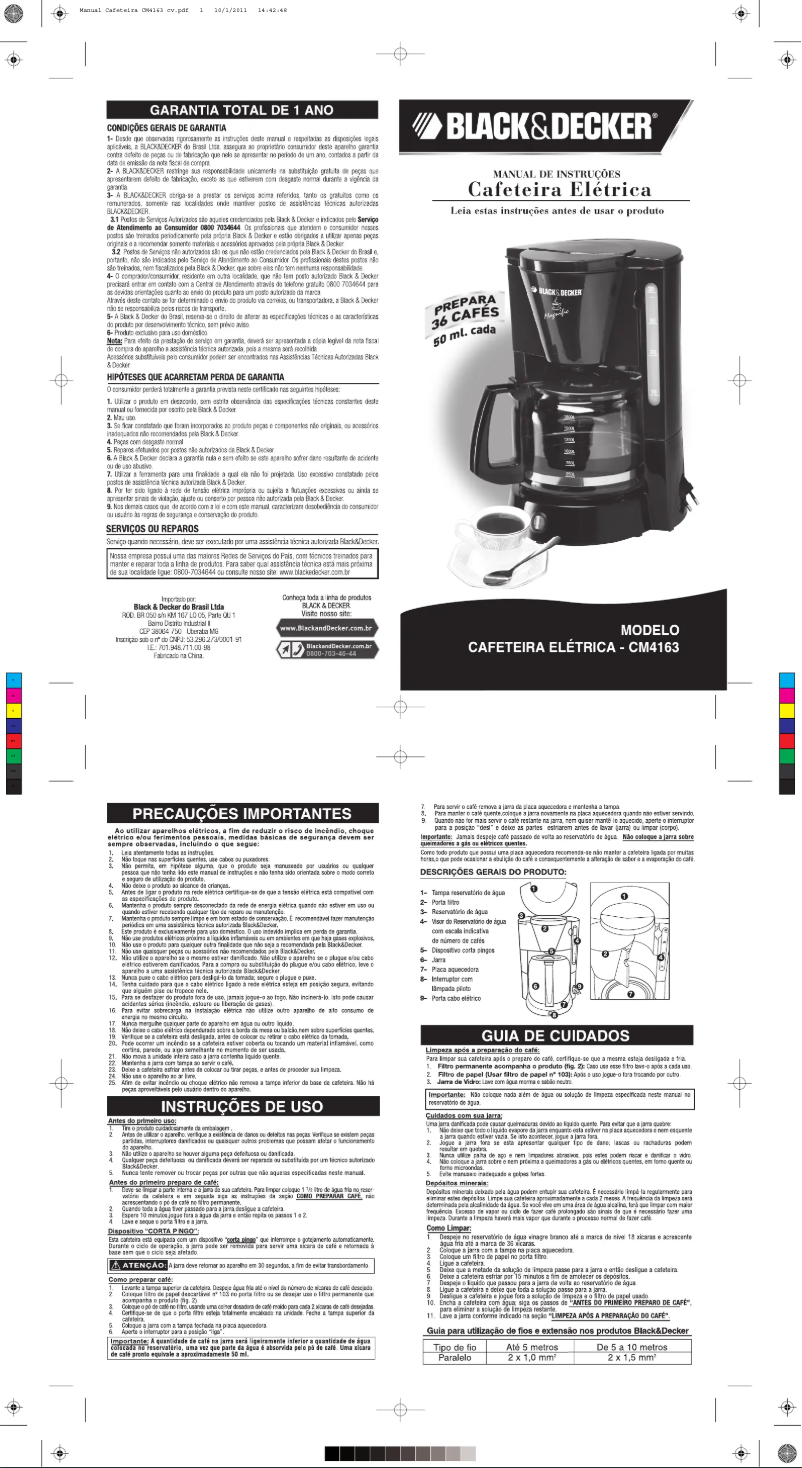 Page 1 de la notice Manuel utilisateur Black & Decker Magnific CM4163