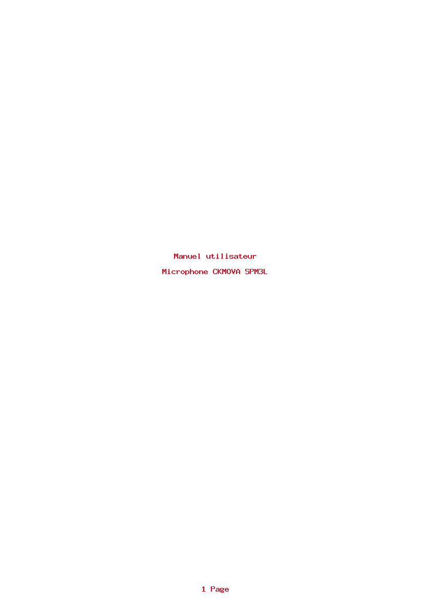 Page 1 de la notice Manuel utilisateur CKMOVA SPM3L