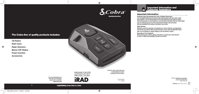 Page 1 of the manual User Manual Cobra IRAD