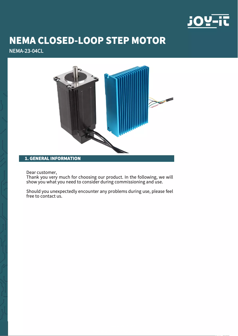 Página 1 del manual Manual de usuario Joy-It NEMA23-04CL