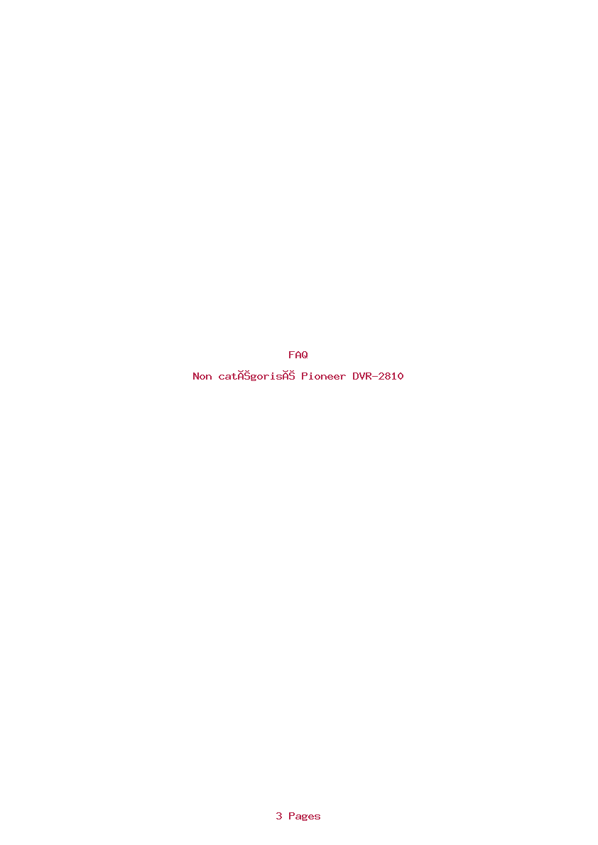 Page 1 de la notice FAQ Pioneer DVR-2810