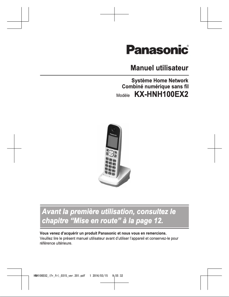 Page 1 de la notice Manuel utilisateur Panasonic KX-HNH100EX2