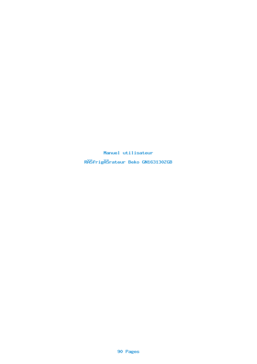 Page 1 de la notice Manuel utilisateur Beko GN163130ZGB