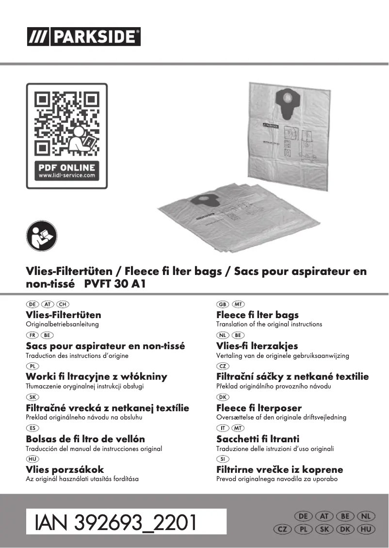 Page 1 de la notice Manuel utilisateur Parkside PVFT 30 A1