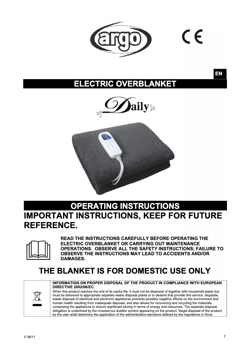 Page 1 de la notice Manuel utilisateur ARGO Daily