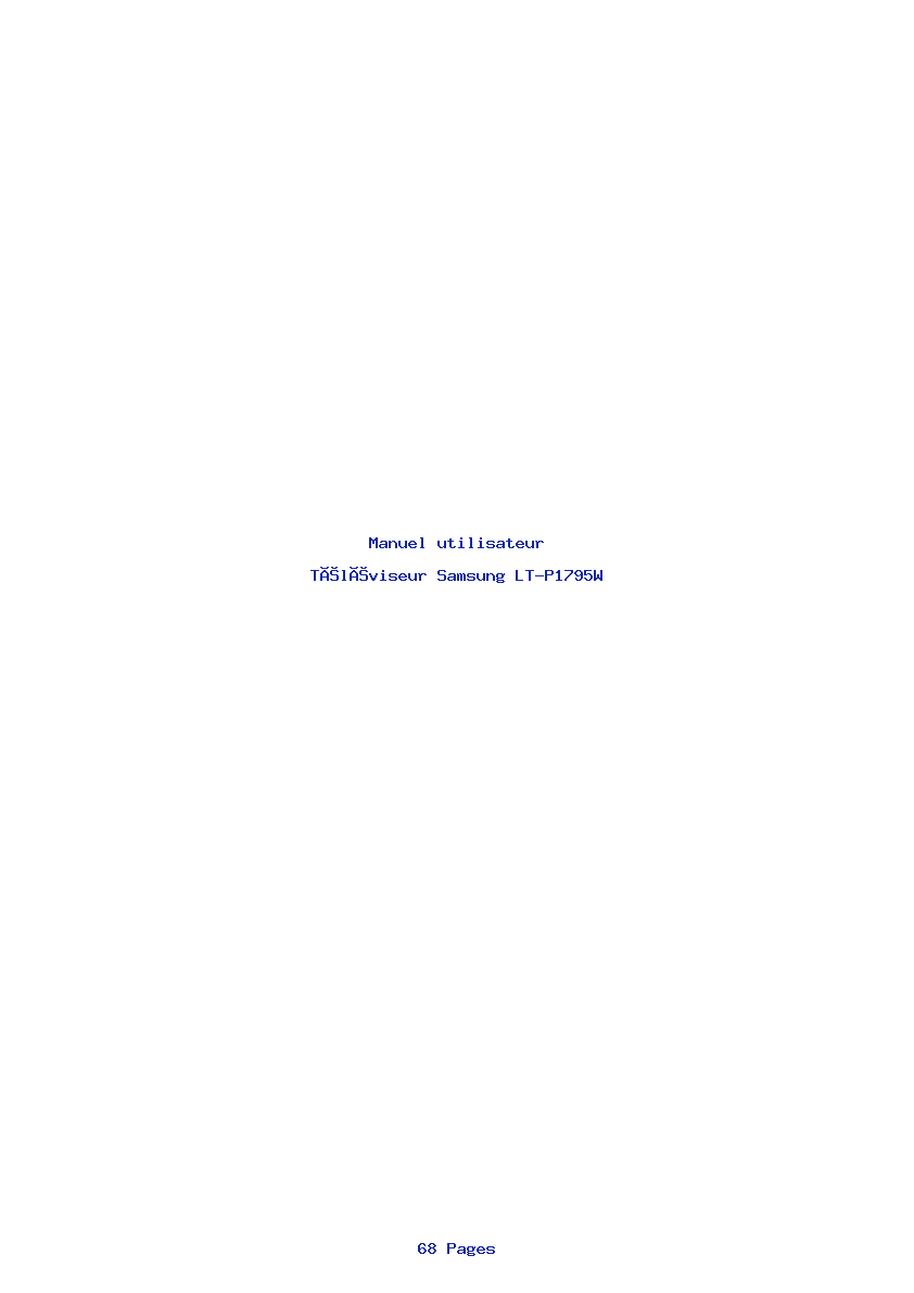Page 1 de la notice Manuel utilisateur Samsung LT-P1795W