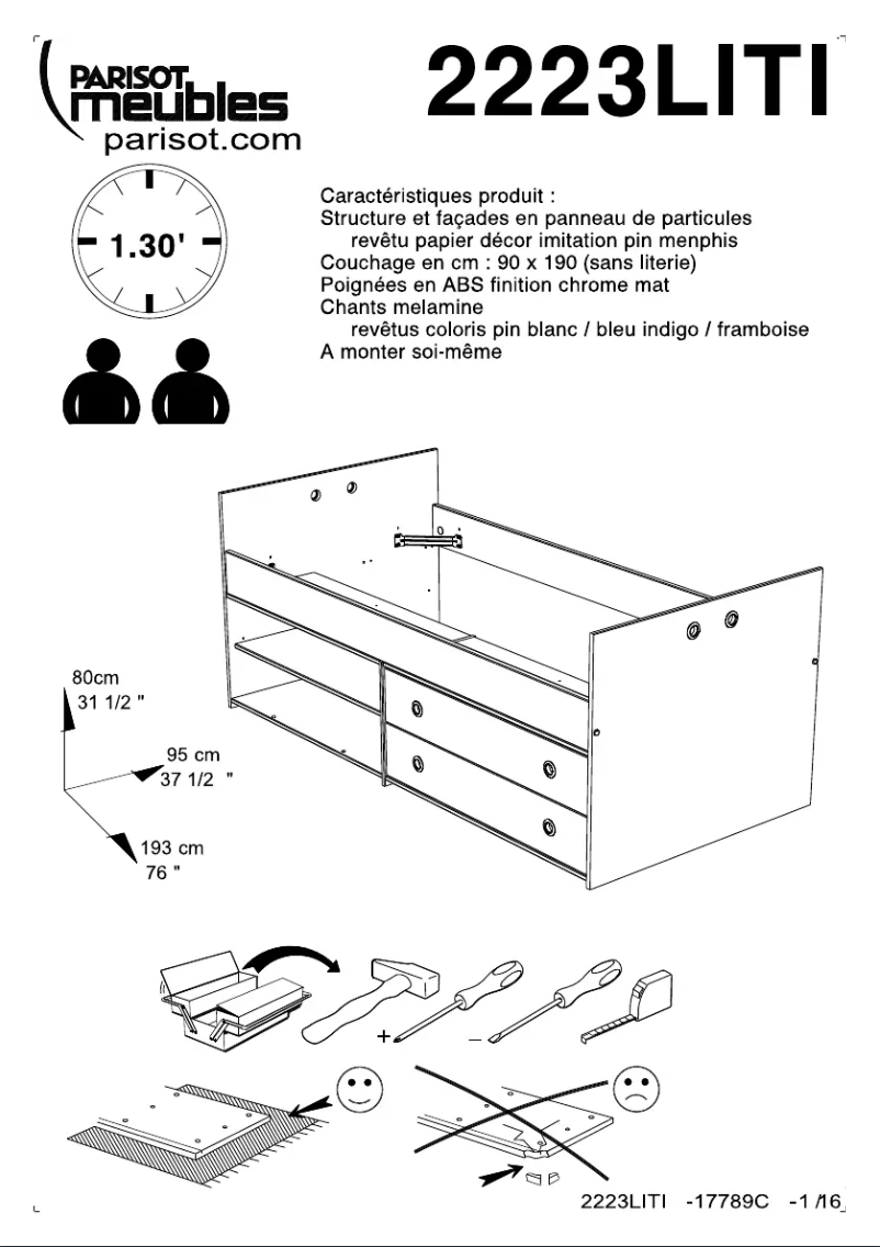 Page 1 de la notice Manuel utilisateur Parisot Smoozy 2223LITI