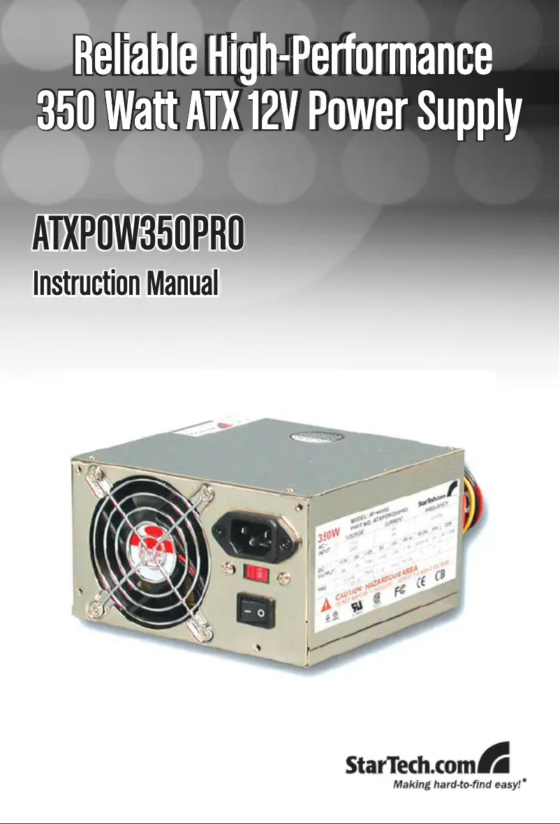 Page 1 de la notice Manuel utilisateur StarTech.com ATXPOW350PRO