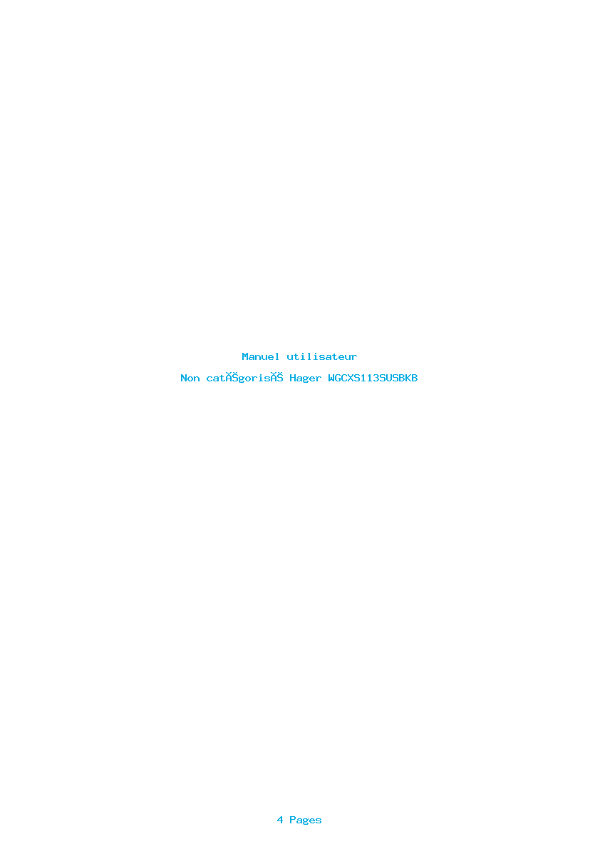Page 1 de la notice Manuel utilisateur Hager WGCXS113SUSBKB